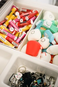 Patient comfort station stocked with oral care items